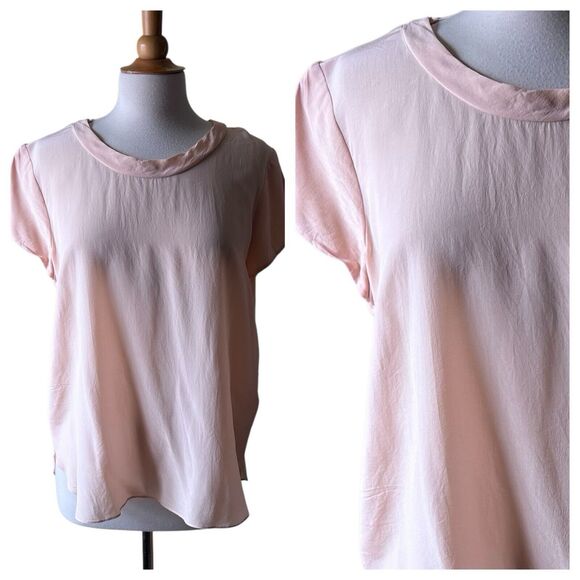 Boden Pastel Ballet Pink Short Sleeve Silk Boise Scoop Neck - Size 10 US - Picture 3 of 6